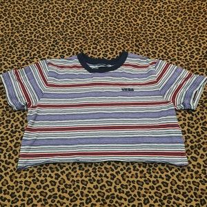 Vans Crewneck Cotton Twill Striped Boxy Cropped Tee *Size Small*